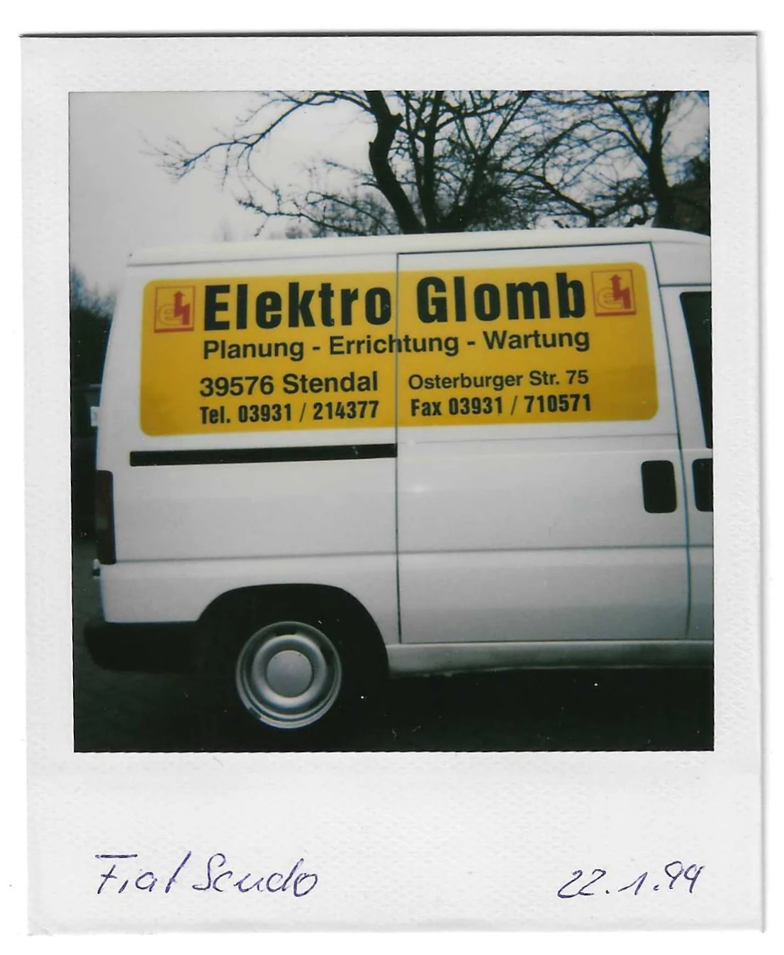 Fahrzeugbeschriftung – Elektro Glomb (1999), PrintLine Werbetechnik Stendal